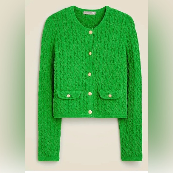 J. Crew Sweaters - J. Crew Green Odette cable-knit lady jacket Sweater, size XL